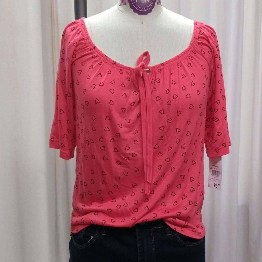 Pink heart print shirt